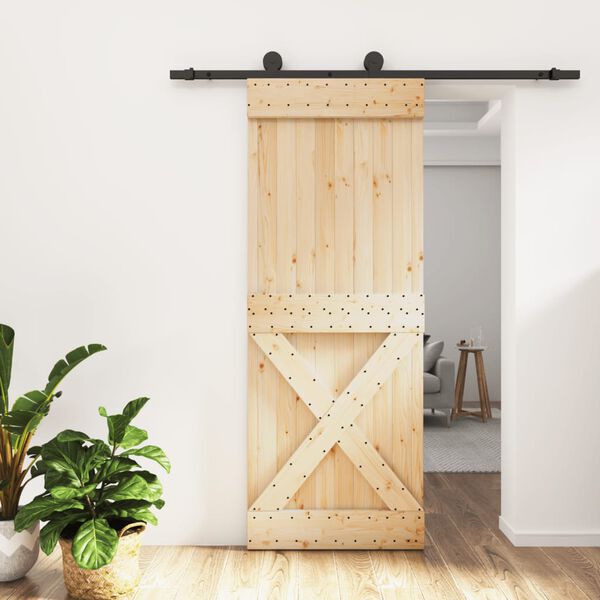 vidaXL Sliding Door with Hardware Set 80x210 cm Solid Wood Pine