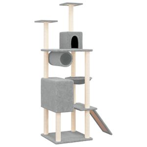 vidaXL Cat Tree with Sisal Scratching Posts Light Grey 168 cm