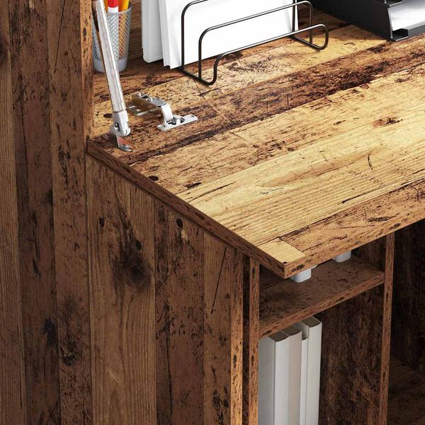 vidaXL Desk with Shelf Old Wood 71.5 x 31.5 x 106.5 cm Engineered Wood