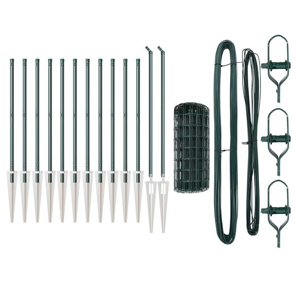 vidaXL Fence with Post Green 0.4 x 25 m Steel and PVC