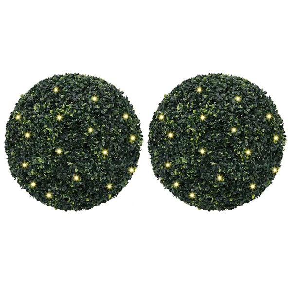 vidaXL Artificial Boxwood Balls with LED Lights 2 pcs Green 52 cm