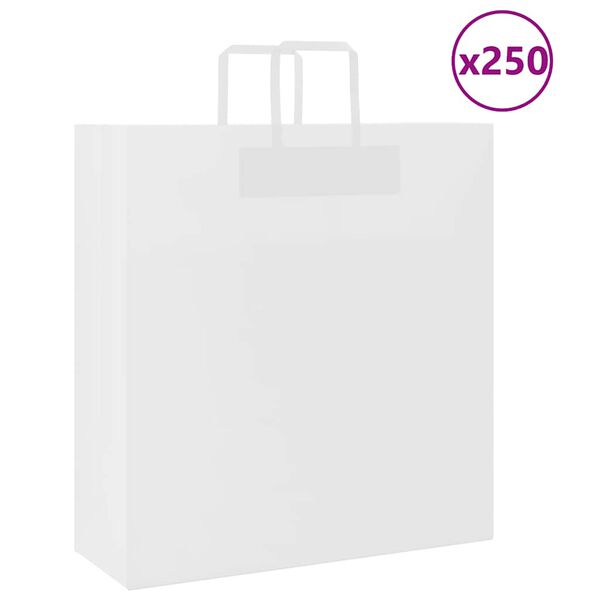 vidaXL Paper Bags 250 pcs with Handles White 45x17x48 cm
