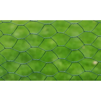 vidaXL Mesh Fence Galvanised Steel Hexagon 1x25 m Dark Green