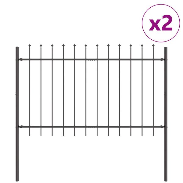 vidaXL Garden Fence 2 pcs Grey 3.4 x 1 m Powder-coated Steel