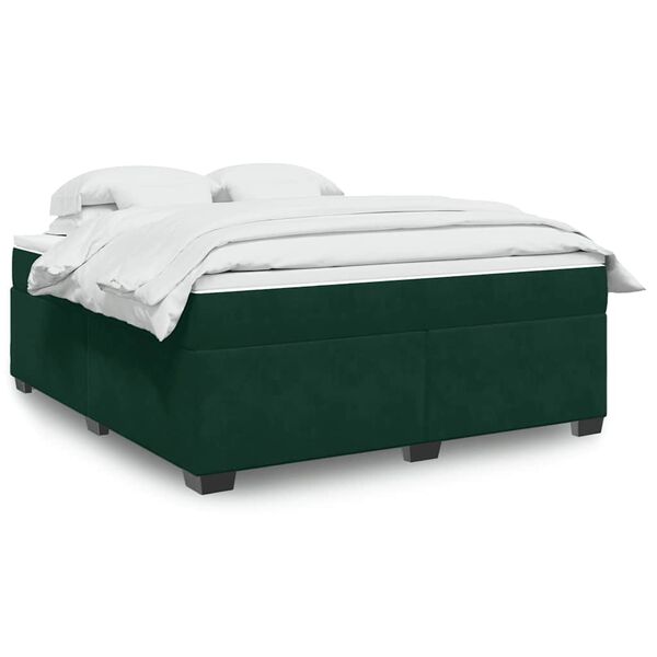 vidaXL Box Spring Bed with Mattress Dark Green 180x200 cm Velvet