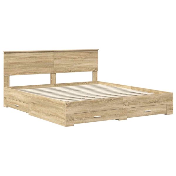 vidaXL Bed Frame with Drawer Sonoma Oak 180 x 200 cm Engineered Wood