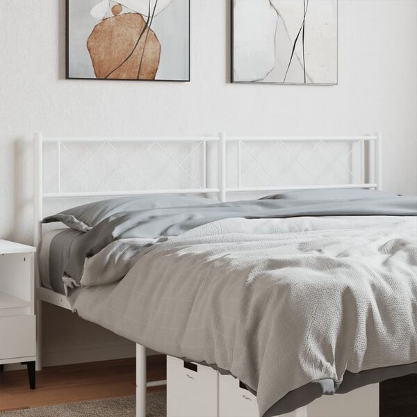 vidaXL Metal Headboard White 120 cm