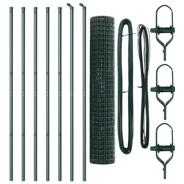 vidaXL Fence with Posts Green 1.6 x 10 m Steel