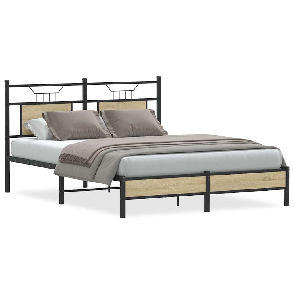 vidaXL Bed Frame without Mattress Sonoma Oak 137x190 cm Engineered Wood