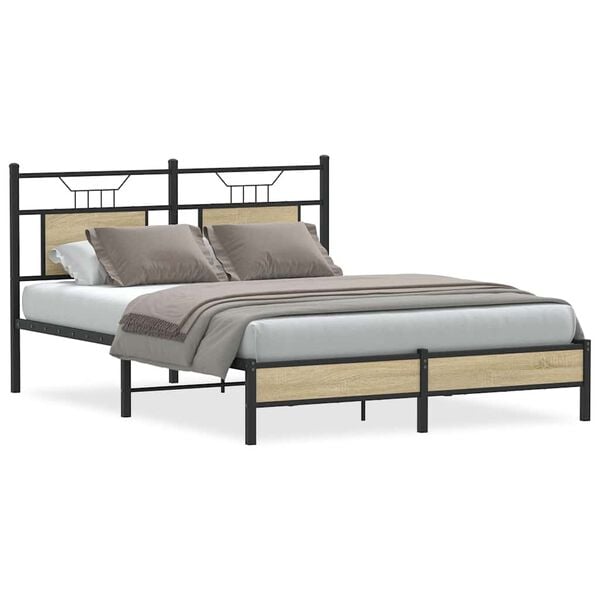 vidaXL Bed Frame without Mattress Sonoma Oak 137x190 cm Engineered Wood