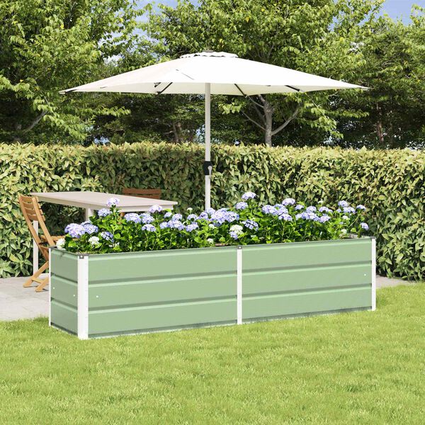 vidaXL Planter Pastel Green 195 x 50 x 45 cm Galvanised Steel