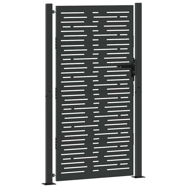 vidaXL Garden Gate with Lock Black 85 x 180 cm Powder-Coated Steel