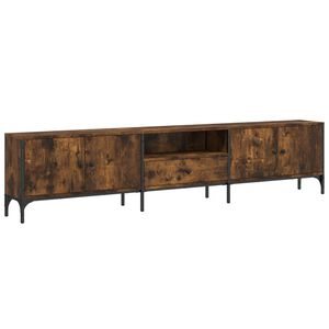 vidaXL TV Cabinet with Drawer Smoked Oak 200x25x44 cm Engineered Wood