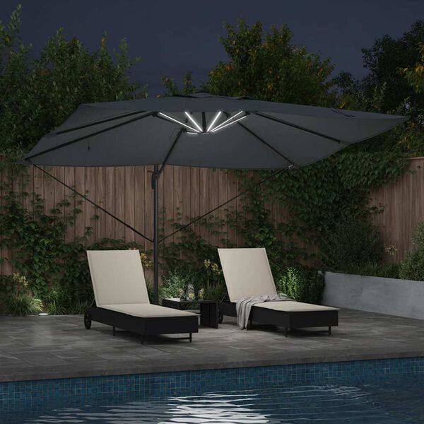 vidaXL Cantilever Roma Parasol Anthracite and Black 352 x 251 x 265 cm