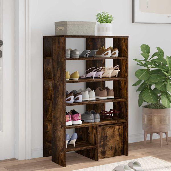 vidaXL Shoe Cabinet with Shelf 2 pcs Smoked Oak Engineered Wood