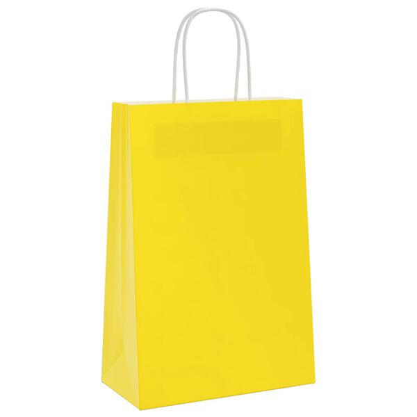 vidaXL Paper Bags 50 pcs with Handles Yellow 21x11x31 cm