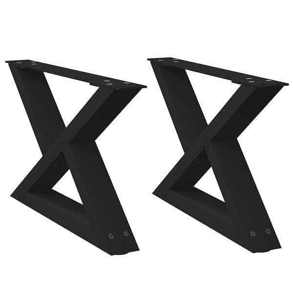 vidaXL Coffee Table Legs 2 pcs Black 50x(30-31.3) cm Steel