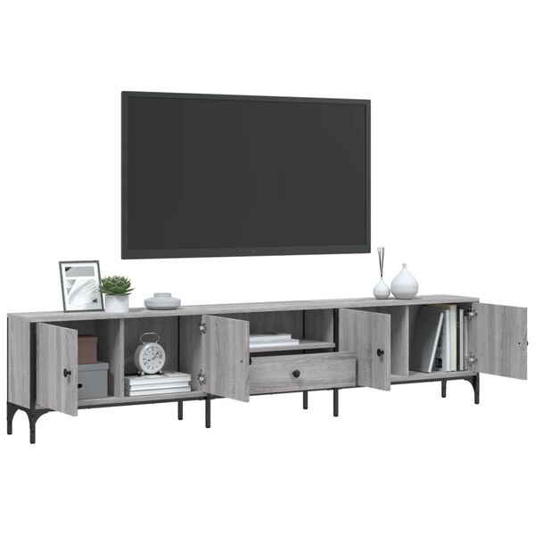 vidaXL TV Cabinet with Drawer Grey Sonoma 200x25x44 cm Engineered Wood