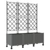 vidaXL Garden Planter with Trellis&Wheels 3 pcs Light Grey PP