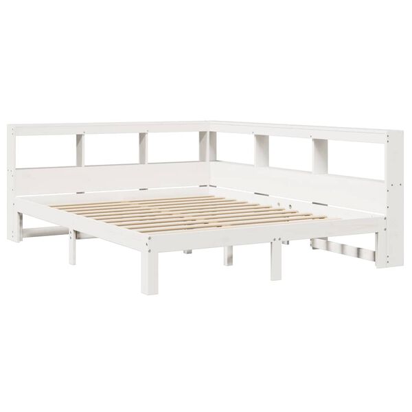 vidaXL Bookcase Bed without Mattress White 160x200 cm Solid Wood Pine