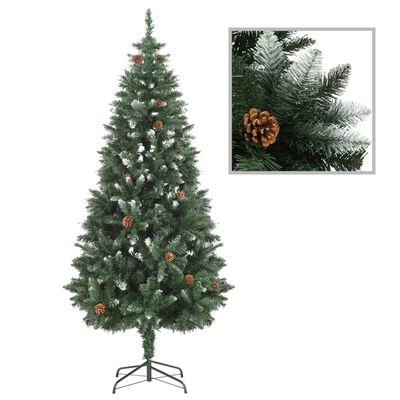 vidaXL Artificial Pre-lit Christmas Tree with Ball Set Pine Cones 180 cm