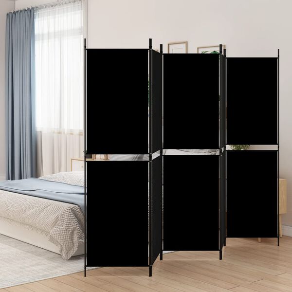 vidaXL 5-Panel Room Divider Black 250x180 cm Fabric