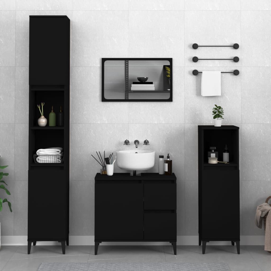 Black medicine sales cabinet no mirror
