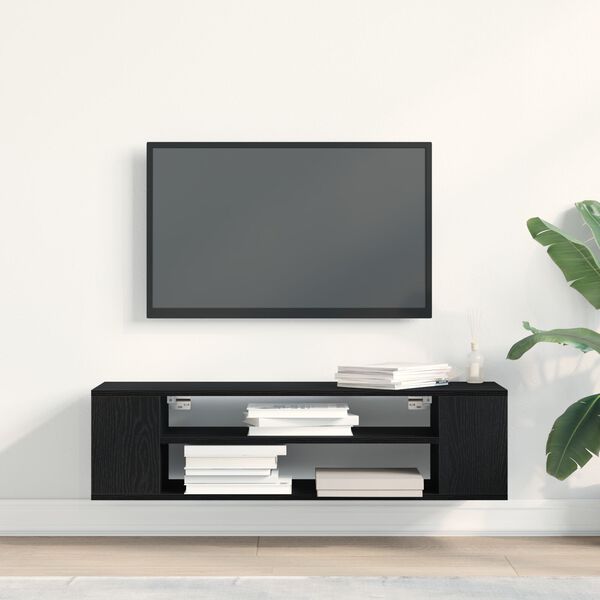 vidaXL TV Cabinet Black Oak 100 x 30 x 26.5 cm Engineered Wood