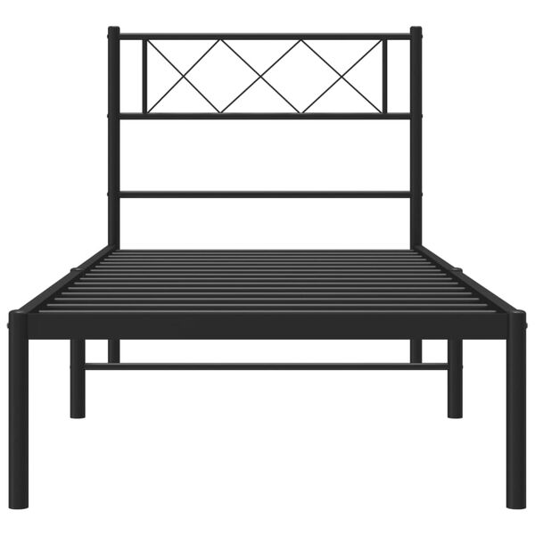vidaXL Metal Bed Frame without Mattress with Headboard Black 90x200cm