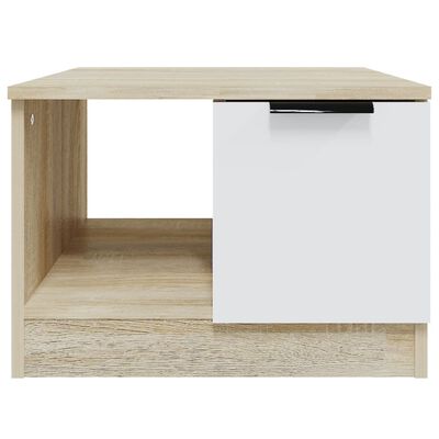vidaXL Coffee Table White and Sonoma Oak 50x50x36 cm Engineered Wood