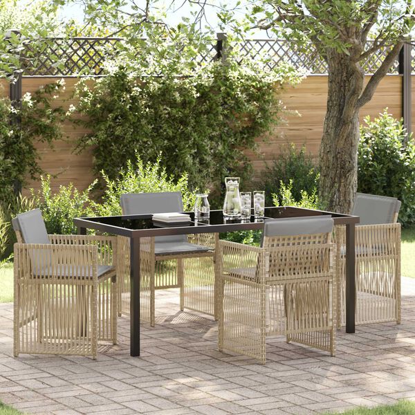 vidaXL Garden Dining Set 5 pcs Beige Powder-Coated Steel