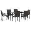vidaXL 7 Piece Garden Dining Set Brown Poly Rattan