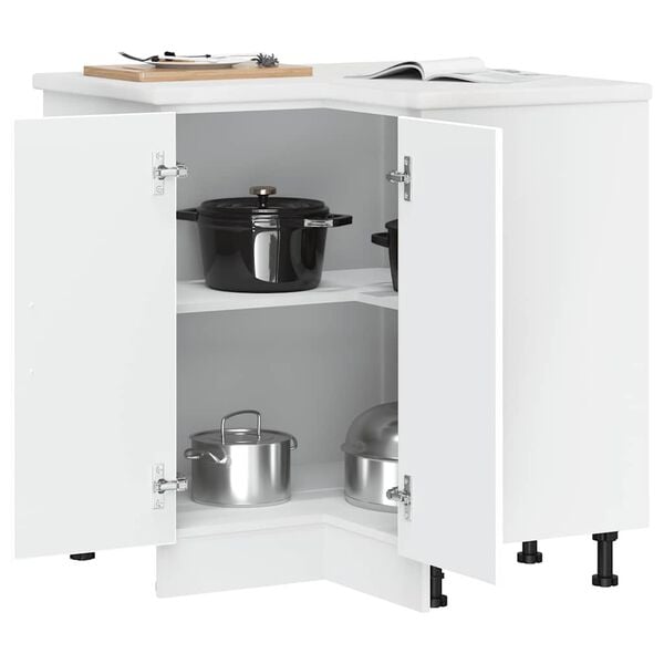 vidaXL Kitchen Corner Base Cabinet Kalmar White Engineered Wood