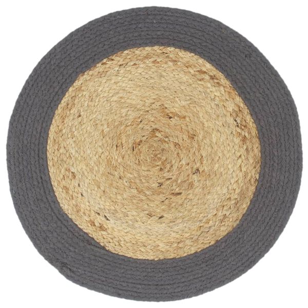 vidaXL Placemats 6 pcs Natural and Anthracite 38 cm Jute and Cotton