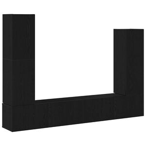 vidaXL TV Cabinet Set Wall-mounted 6 pcs Black Oak Engineered Wood