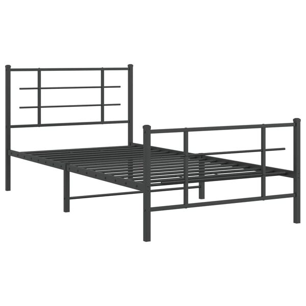 vidaXL Metal Bed Frame without Mattress with Footboard Black 107x203cm