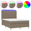 vidaXL Box Spring Bed with Mattress&LED Taupe 140x190 cm Fabric