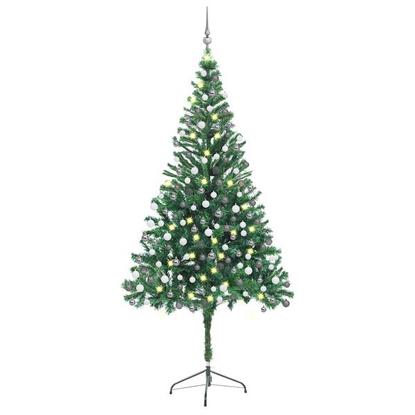 vidaXL Artificial Pre-lit Christmas Tree with Ball Set 210cm 910 Branches