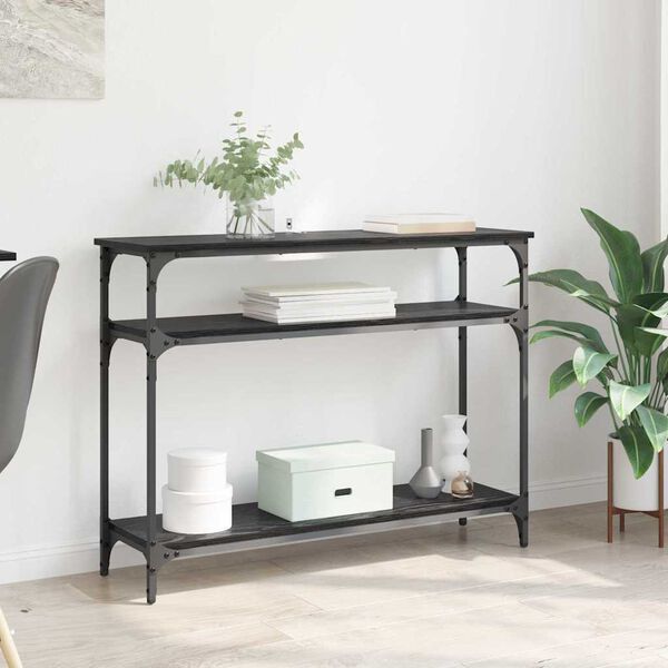 vidaXL Console Table Black Oak 100 x 29 x 75 cm Engineered Wood