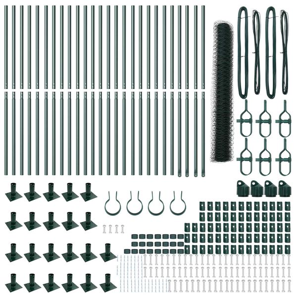 vidaXL Fence Post Green 50 x 1.2 m (36 mm mesh) Steel and PVC