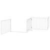 vidaXL Dog Gate with Door Foldable 8 Panels White 640 cm Poplar Wood