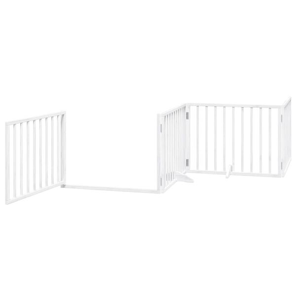 vidaXL Dog Gate with Door Foldable 8 Panels White 640 cm Poplar Wood