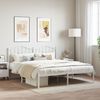 vidaXL Metal Bed Frame without Mattress with Headboard White 160x200cm