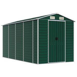 vidaXL Garden Shed Green 191x385x198 cm Galvanised Steel