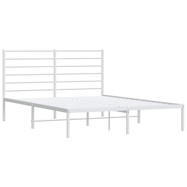 vidaXL Metal Bed Frame without Mattress with Headboard White 160x200cm