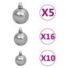 vidaXL 120 Piece Christmas Ball Set with Peak and 300 LEDs White&Gey