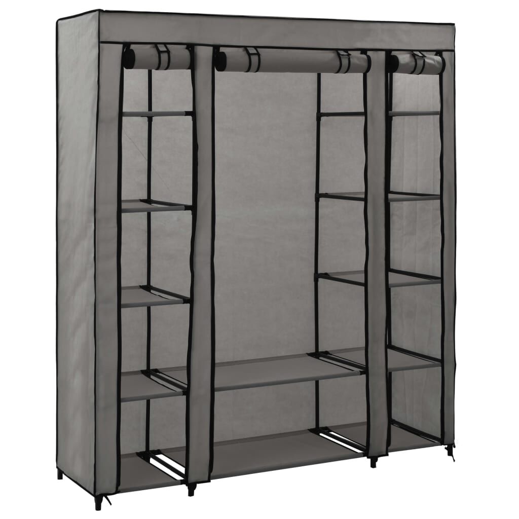 vidaXL Wardrobe with Compartments and Rods Grey 150x45x176 cm
