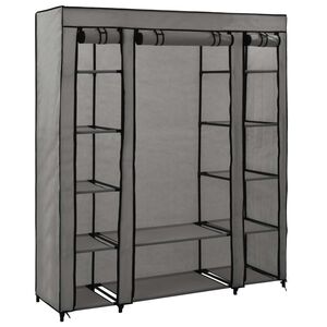 vidaXL Wardrobe with Compartments and Rods Grey 150x45x176 cm Fabric