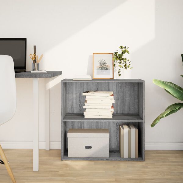 vidaXL Bookcase Grey Sonoma 80x30x77 cm Engineered Wood