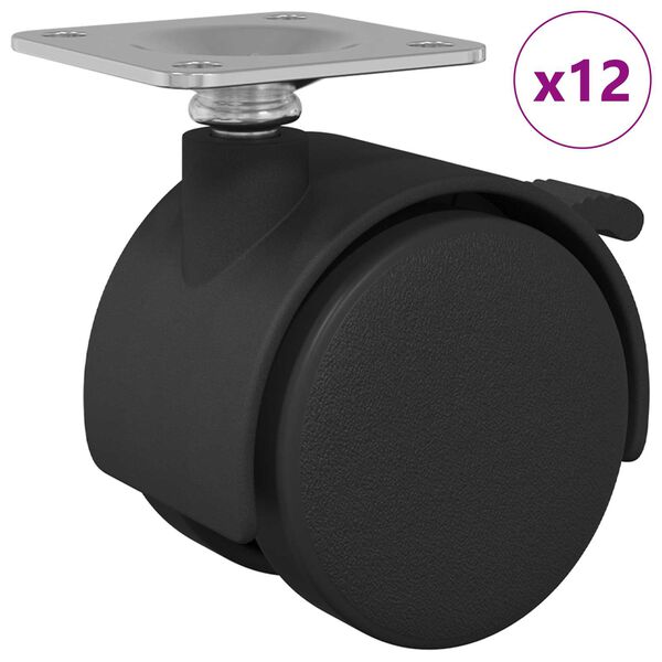 vidaXL Castor 12 pcs Black 39.5 x 39.5 x 37.8 mm
